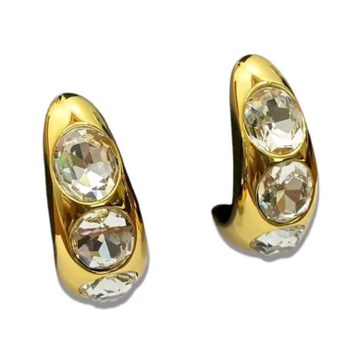 ORECCHINI CERCHI GOLD AND CRYSTALS