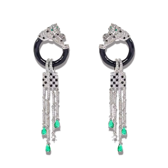 ORECCHINI PANTERA CON NAPPE PENDENTI