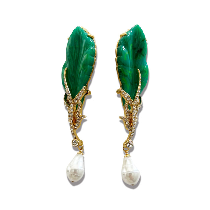 ORECCHINI FOGLIE SMERALDO